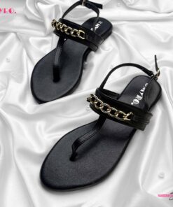 Myro Black Chain Detailed Thongs