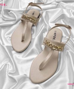 MYRO Cream Chain Detailed Thongs