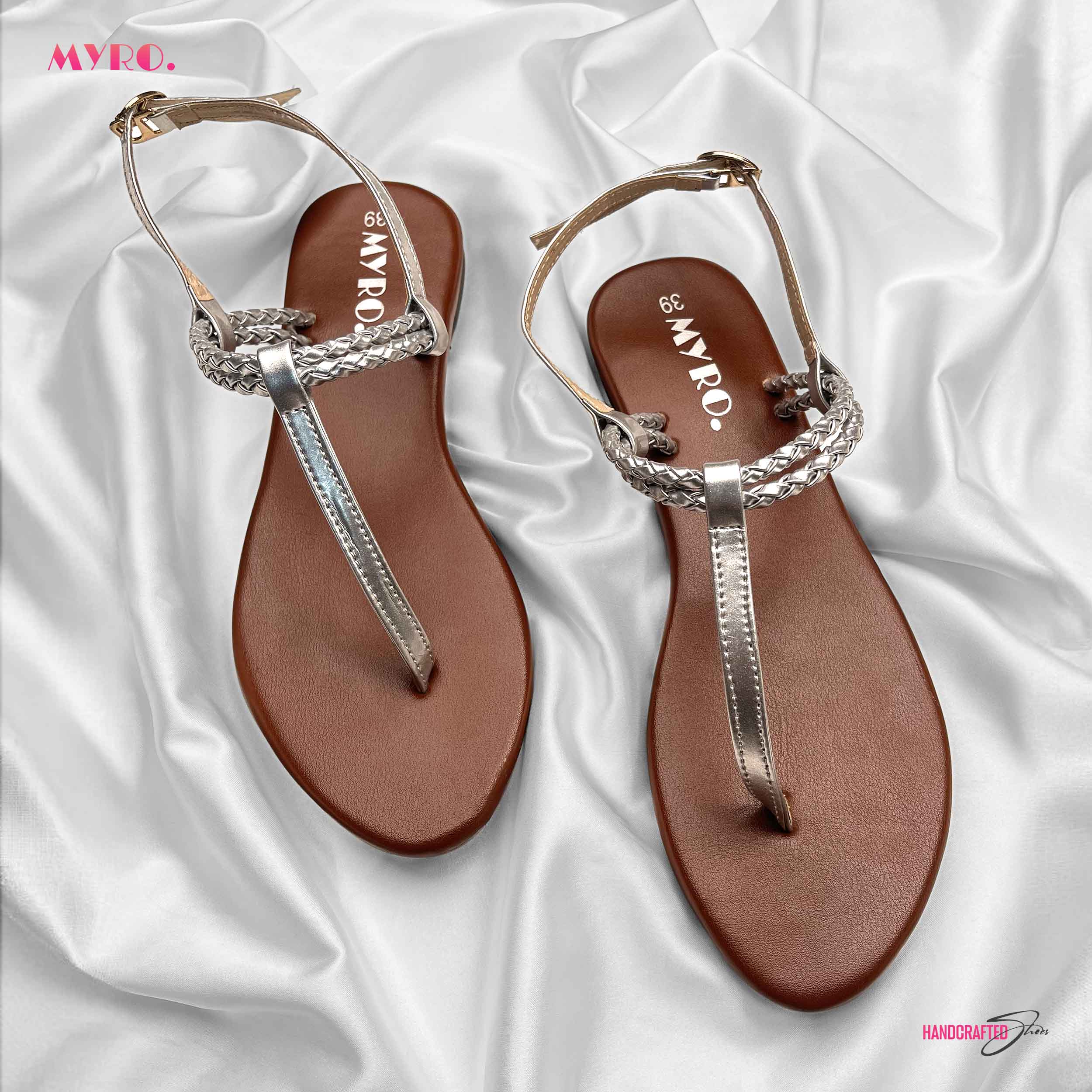 Myro Silver Braided Thongs