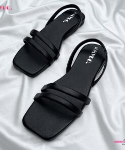 Myro Square Quilted Black Toe Flat