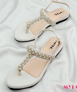 Hoor White Zardosi Thongs