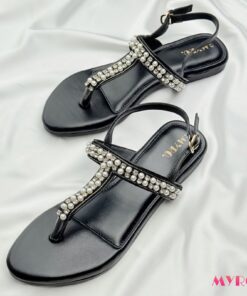 Hoor Black Zardosi Thongs