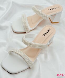 Noor White Heel
